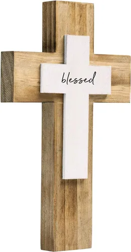 Miniatura 18 de OKSQW Cruz de pared de madera cristiana espiritual Cruz religiosa Regalos con gancho para colgar en la pared o mesa con bendita para la iglesia