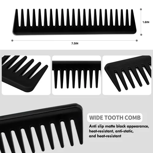 Miniatura 5 de 4 piezas de juego de cepillo para cabello rizado para adultos y niños húmedos o secos, cepillo desenredante para cabello 3/4ABC con peine de dientes