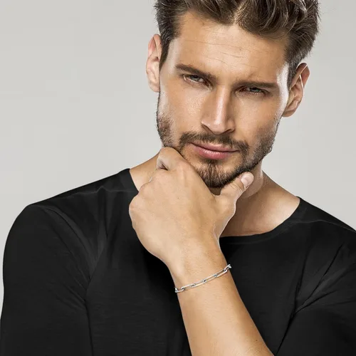 Miniatura 3 de Miabella Pulsera de plata de ley 925 maciza italiana de 0.197 in con eslabones de clip para mujeres y hombres, fabricada en Italia