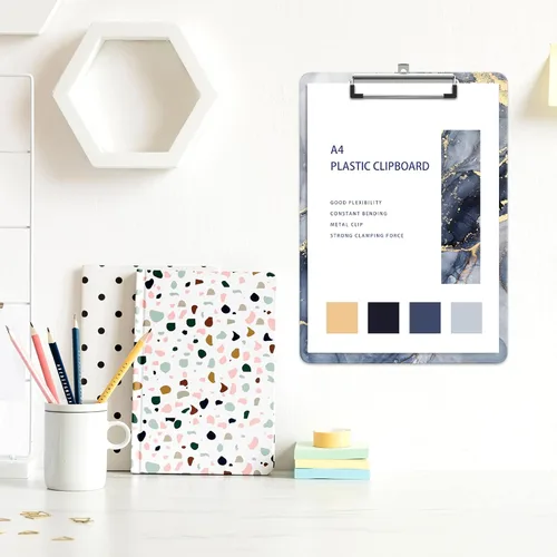 Miniatura 6 de Portapapeles de plástico A4, lindo portapapeles con clip tamaño carta estándar 9 x 12.5 pulgadas, decorativo para oficina para estudiantes, mujeres