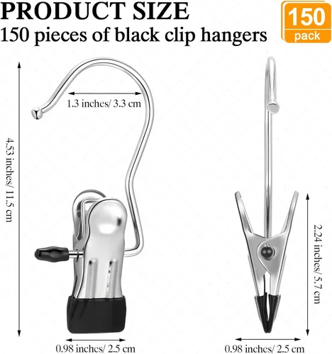 Miniatura 2 de 150 Piezas Ganchos Colgadores para Botas Clips Ganchos para Lavandería Colgadores de Acero Inoxidable Pinzas para Ropa Colgadores Portátiles