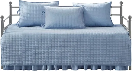 Miniatura 10 de Comfort Spaces Funda para sofá cama de lujo de doble cara - Acolchado, ropa de cama acogedora para todas las estaciones con falda de cama, fundas a