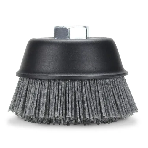 Miniatura 2 de BHA Cepillo de copa de cerdas de nailon de filamento abrasivo de 4", eje de rosca 5/8-11 - Gris (grano 80)