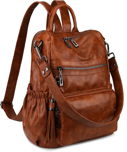 Miniatura 12 de Uromee Mochila de Viaje Monedero para Mujeres Cuero Vegano Damas Moda Borla Bolsa de Hombro Convertible, Grande, Mochilas Daypack