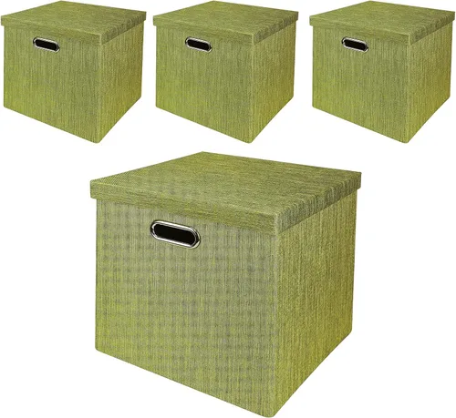 Miniatura 30 de Posprica Cubos de almacenamiento plegables, 11 x 11 x 11 pulgadas, contenedores de tela, 4 unidades, color beige