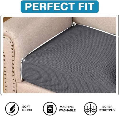 Miniatura 4 de Flamingo P Funda de cojín elástica individual para sofá, protector de muebles, funda flexible con parte inferior elástica, funda de cojín de 3 Gris