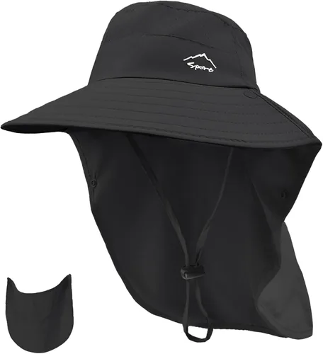 Miniatura 17 de Rosoz - Sombrero de sol para hombres y mujeres con solapa para el cuello, ala ancha, UPF50+, sombrero de pesca con cubierta facial desmontable