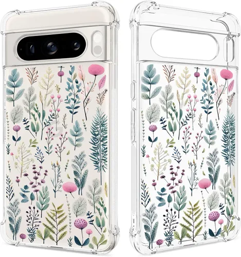 Miniatura 10 de Funda transparente floral para Pixel 8 Pro para mujeres/niñas, bonita funda de teléfono para Google Pixel 8 Pro, diseño de flores, delgada, suave