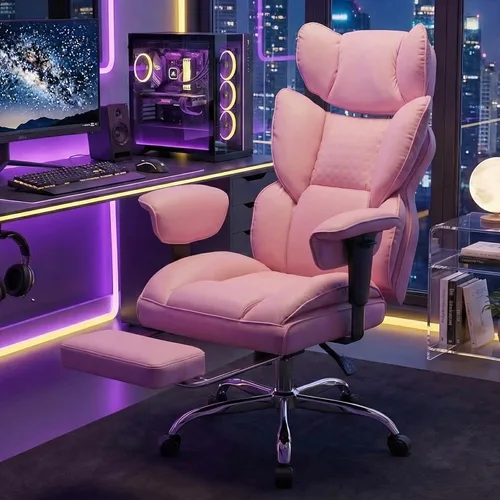 Miniatura 10 de DUMOS Silla de escritorio grande y alta para oficina en casa, silla de computadora para juegos, silla ergonómica ejecutiva con reposapiés, respaldo