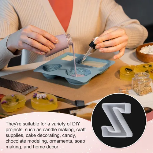 Miniatura 6 de MECCANIXITY Moldes de resina de 2.5 pulgadas, letras del alfabeto mayúscula Z 3D, moldes de silicona para hacer velas, manualidades, letreros