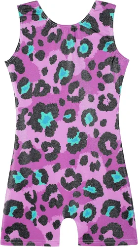 HOZIY - Leotardos de gimnasia para niñas, con estampado de unicornio, aurora, arco iris, sirena, dinosaurio, magdalenas, con pantalón ciclista con