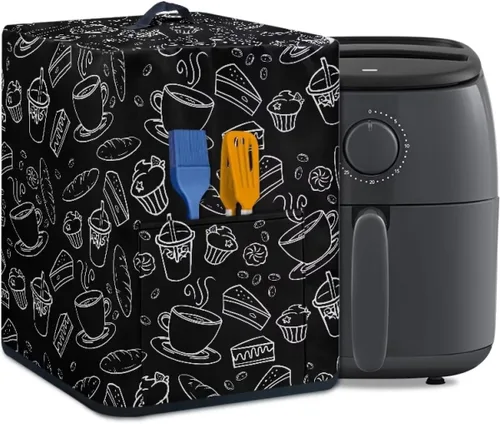Miniatura 23 de Air Fryer Oven Dust Cover with Handle and Pocket, Easy Cleaning Electric Appliance Cover, Brown Flower Flor marrón (Brown Flower)
