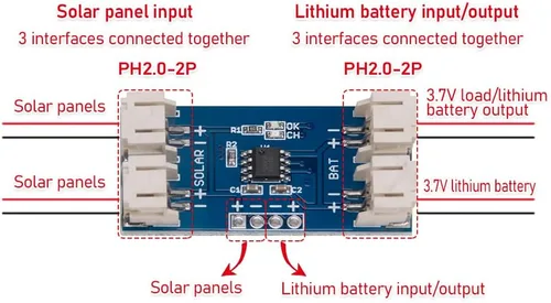 Miniatura 2 de Módulo de panel solar 2 unids módulo de cargador de batería de panel solar módulo de carga de batería de litio PH2.0 recarga automática 4.4V-6V/1A