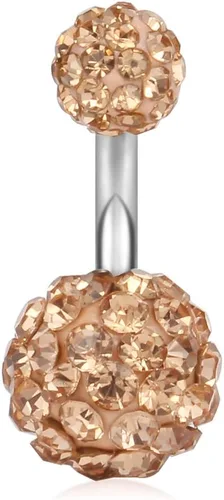 Miniatura 16 de Ruifan 14G 0.236 in 1/4 pulgadas 316L Acero quirúrgico cristal ferido CZ corto ombligo aretes de ombligo anillos de botón 4-6 piezas