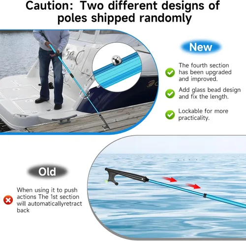 Miniatura 6 de SANLIKE Telescopic Boat Hook for Docking, Extendable Marine Docking Pole with Luminous Design, Rust-Resistant Aluminum, Non-Slip Handle, Lightweight