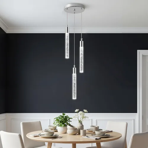 Miniatura 29 de Iluminación de Isla de Cocina Accesorio de Luz Moderna Lámpara Colgante Dorada Regulable LED Acabado de Latón Mini Luces Colgantes de Cristal