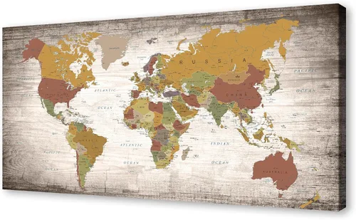 B0550 - Póster de mapa del mundo, lienzo para pared, diseño moderno enmarcado del mundo, decoración de oficina en casa, mapas, impresiones de
