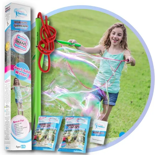 Miniatura 11 de WOWmazing Kit Grab-N-Go: Incluye varita, concentrado de burbujas gigante, cubo y folleto de consejos y trucos Juguete al aire libre para niños