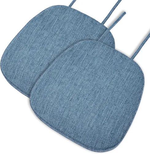 Miniatura 21 de baibu Juego de 4 cojines metálicos de espuma viscoelástica de 14 x 14 pulgadas, diseño de doble capa, antideslizantes, para sillas de comedor, cojín
