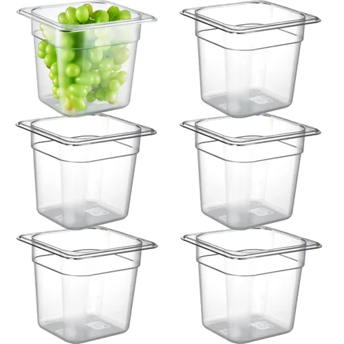 Miniatura 28 de CURTA Paquete de 6 bandejas de comida NSF, tamaño medio de 2 1/2 pulgadas de profundidad, plástico de policarbonato comercial transparente apto