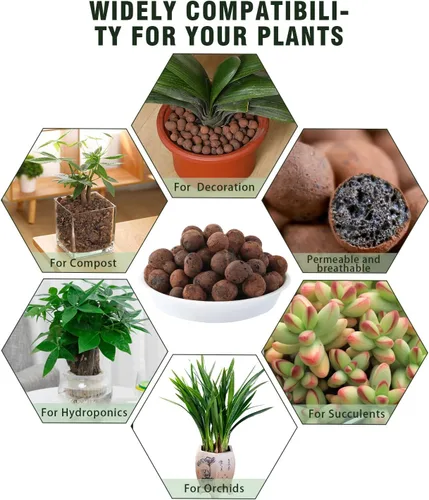 Miniatura 7 de Piedrecillas de arcilla orgánicas naturales, 2 libras 8mm-18mm, bolas de Leca expandidas para el suelo de jardín de plantas, medio de cultivo