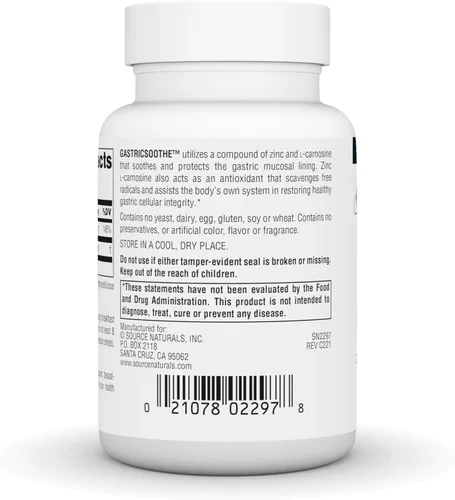 Miniatura 3 de Source Naturals GastricSoothe Zinc L-Carnosina - 120 cápsulas vegetales