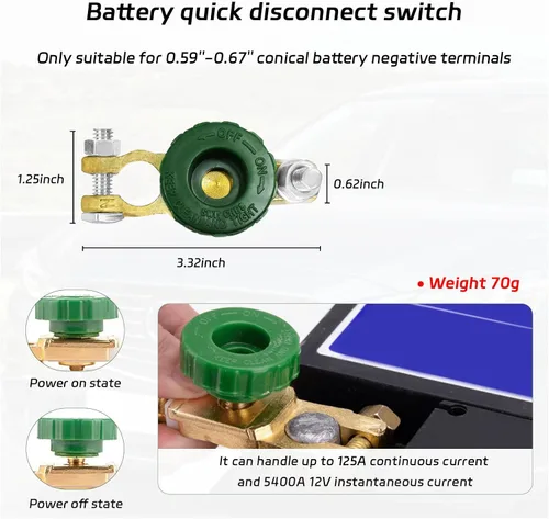Miniatura 2 de Dickno Interruptor de Desconexión Rápida de Batería de Poste Superior, Interruptor Maestro Aislador de Batería Automática para Corte de Desconexión