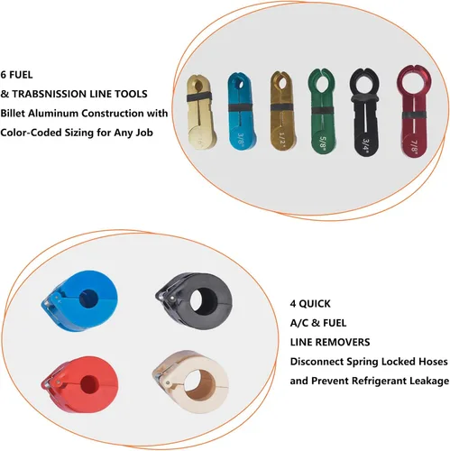 Miniatura 3 de Handor Master - Kit de herramientas de desconexión rápida para sistemas de transmisión y combustible de A/C, herramienta de extracción de línea