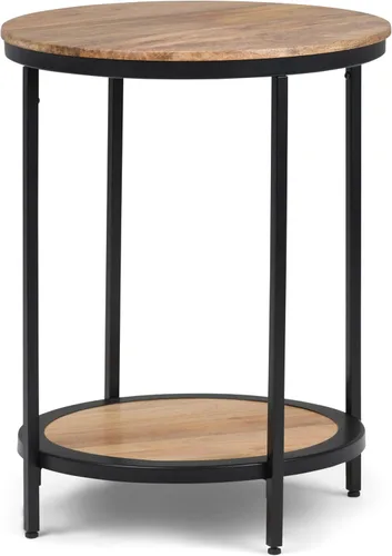 SIMPLIHOME Jenna - Mesa auxiliar de metal, mesa redonda de metal sólido de 18 pulgadas de ancho, mesa auxiliar natural industrial o mesa pequeña