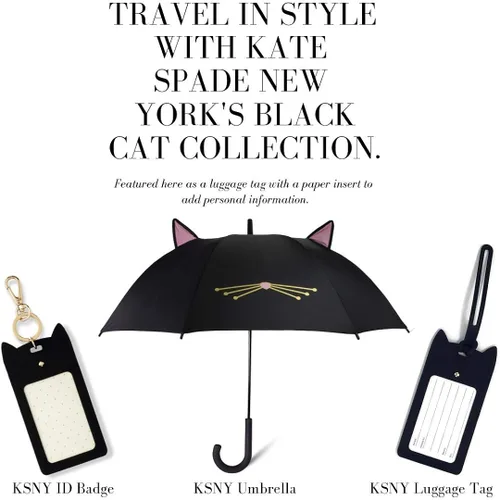 Miniatura 5 de Kate Spade New York Etiqueta de equipaje de silicona con correa duradera, gato negro