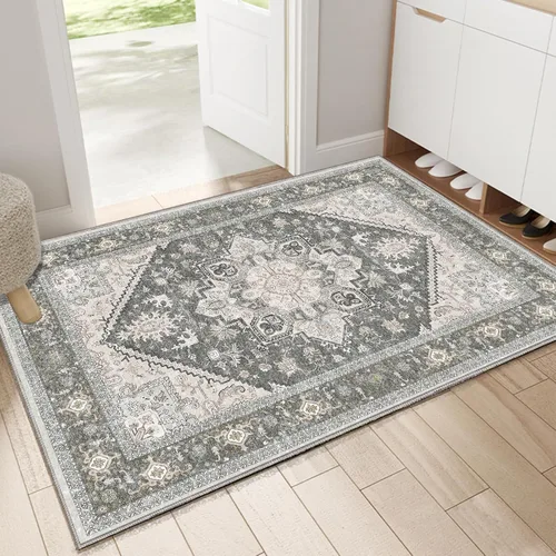 Miniatura 63 de OPPODREAM Alfombras suaves, pequeñas y lavables con parte trasera antideslizante, alfombra de cachemira sintética de pelo bajo, 2 x 3 pies, azul