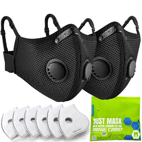 Miniatura 8 de BASE CAMP M Plus Máscara antipolvo, Máscara facial reutilizable y transpirable con 6 filtros de carbón activado para carpintería, construcción