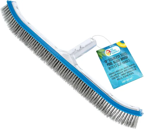 Miniatura 5 de U.S. Pool Supply Cabezal de cepillo de piscina para piscinas enterradas – Cepillo de piscina de acero inoxidable de 18 pulgadas, cerdas de alambre