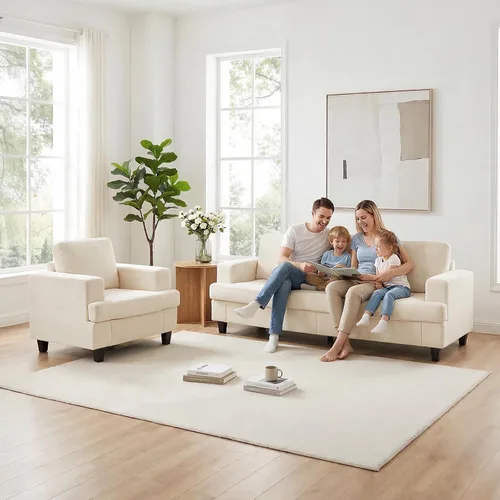 Miniatura 9 de ijuicy Juego de sofá seccional de chenilla de 6 asientos para juego de muebles de sala de estar, juego de sofá moderno de 3 piezas, sofá de 3