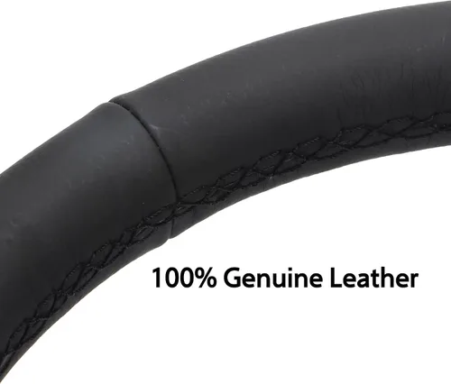 Miniatura 7 de Volante universal de carreras de 6 pernos 320mm 12.5" de cuero genuino negro con agarre, marco de aluminio, volante deportivo de llanta profunda