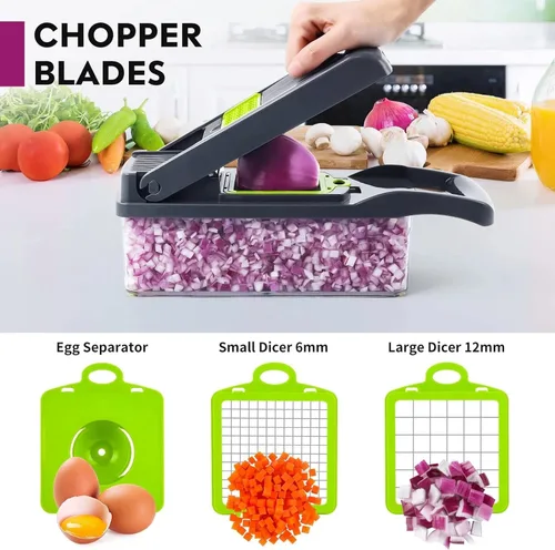 AHA Lifestyles Cortador de verduras 16 en 1, picador de verduras, picador de alimentos, cortador de verduras y espiralizador, el utensilio de cocina