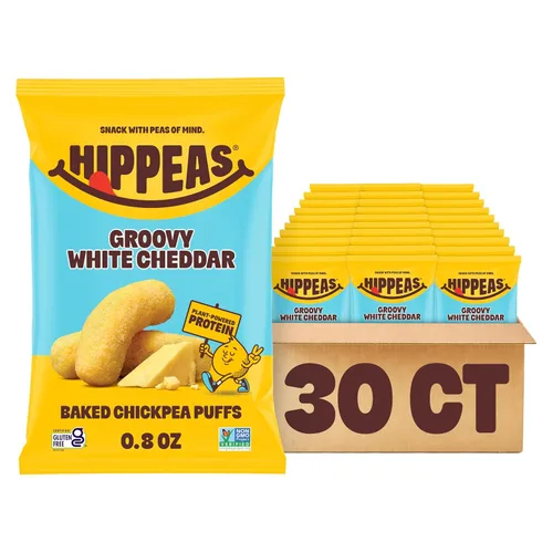 Miniatura 17 de Hippeas Puffs de garbanzos, Jalapeño Cheddar Blaze, 18 x 0.8 z, bocadillos de garbanzos crujientes horneados con 0.11 onzas de proteína vegetal