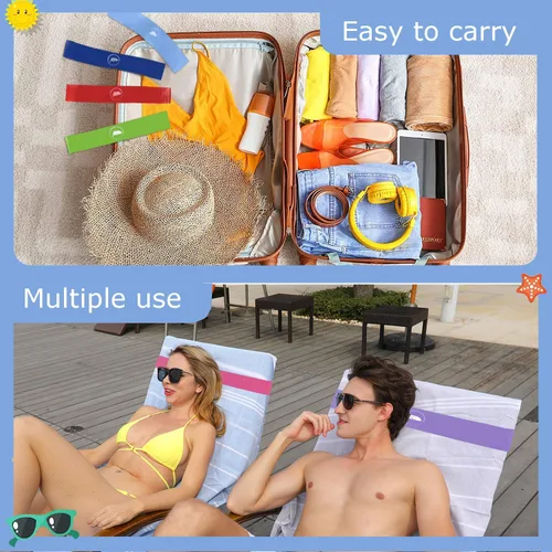 Miniatura 6 de Bandas de toalla (paquete de 6) - Clips elásticos para toallas de playa y crucero para sillas de playa, piscina, salón, portadores de toallas