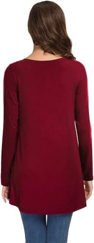 Miniatura 3 de AWULIFFAN Camiseta de manga larga con cuello en V para mujer, ropa de dormir, túnica