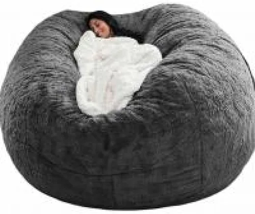 Miniatura 11 de DIOB Funda redonda para silla de puf, para adultos, adolescentes (relleno no incluido), silla de sofá gigante suave, cómoda silla de descanso