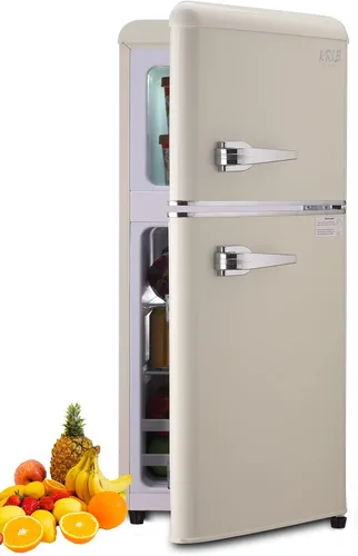 Miniatura 8 de KRIB BLING Mini refrigerador de 3.5 pies cúbicos, refrigerador pequeño con termostato ajustable de 7 niveles, estantes extraíbles con acero Plateado