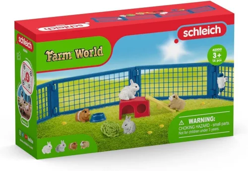 Miniatura 7 de Schleich Farm World, juguetes de animales para niños, juego de juguetes de conejo y conejillo de indias con conejillo de 14 piezas, a partir de 3