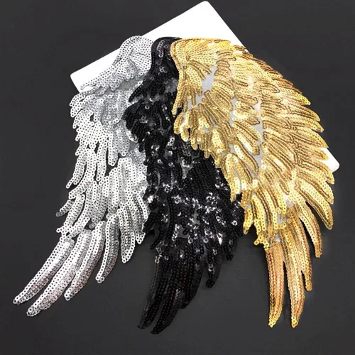 Miniatura 7 de 1 par de parches de lentejuelas con alas de ángel, alas de ángel doradas, parches para planchar para ropa, chaquetas, jeans, vestidos, sombreros