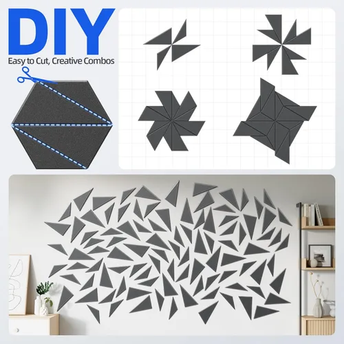 Miniatura 4 de Paquete de 12 paneles acústicos con paneles autoadhesivos de espuma a prueba de sonido de 12 x 10 x 0.4 pulgadas para paredes, paneles de pared Negro