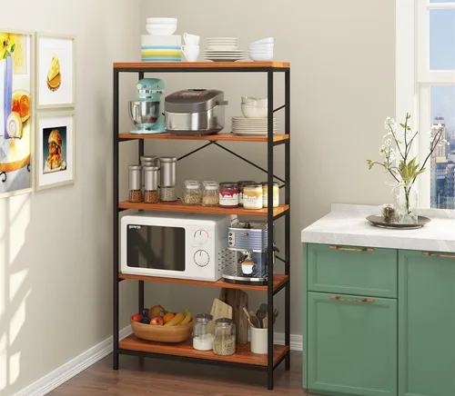 Miniatura 7 de Himimi Estantería Industrial de 5 Niveles, Librero Estante de Escalera de 58" de Alto, Estantes de Almacenamiento Unidad de Estantería, Muebles