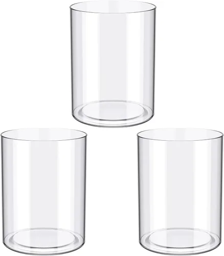 meekoo Juego de 3 jarrones de acrílico para flores en cilindros redondos decorativos de 3 x 4 pulgadas, jarrón de acrílico resistente a los golpes