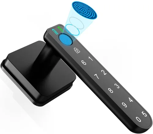 Foxgard - Cerradura inteligente de huellas dactilares, cerradura biométrica, perilla de puerta electrónica con teclado, perilla de puerta Negro