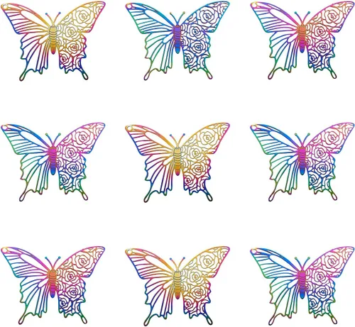 Miniatura 9 de FASHEWELRY Encantos de arco iris de acero inoxidable Adornos de metal grabado multicolor, Acero inoxidable, No es una piedra preciosa