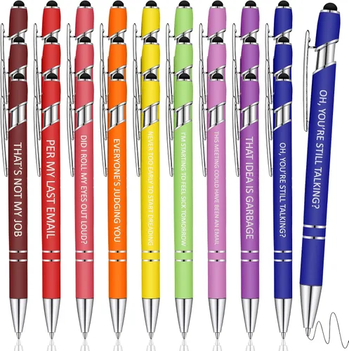 Miniatura 10 de Eersida 10 bolígrafos divertidos para compañeros de trabajo, regalo de broma para adultos, bolígrafos sarcásticos negativos con citas negativas
