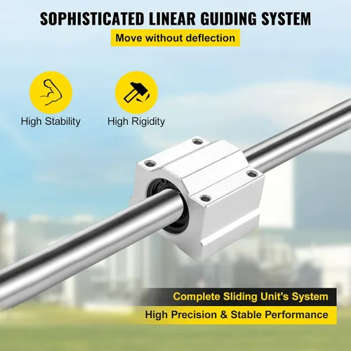 Miniatura 4 de BestEquip Diapositiva de riel lineal 2 piezas 0.787 in x 39.370 in rodamientos lineales conjunto con 4 rodamientos de bloque SC20UU+4 piezas eje eje